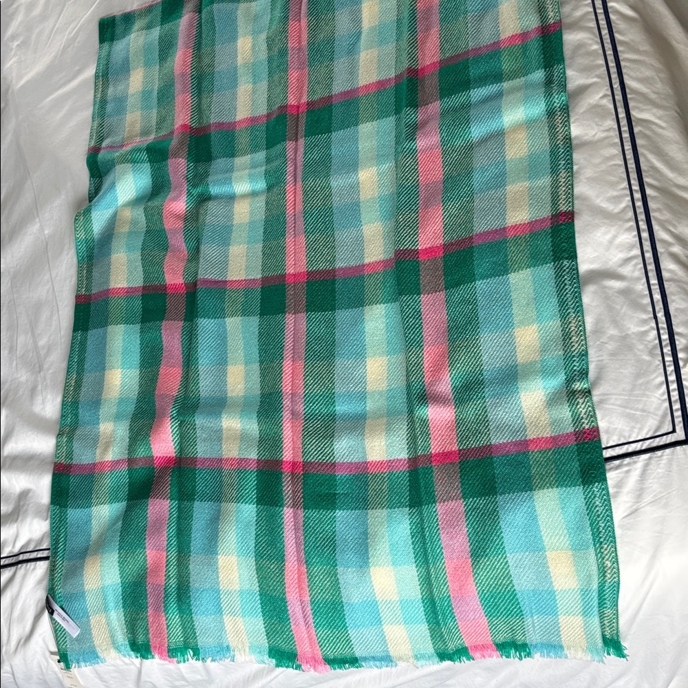 Talbots Green and Pink Plaid Scarf